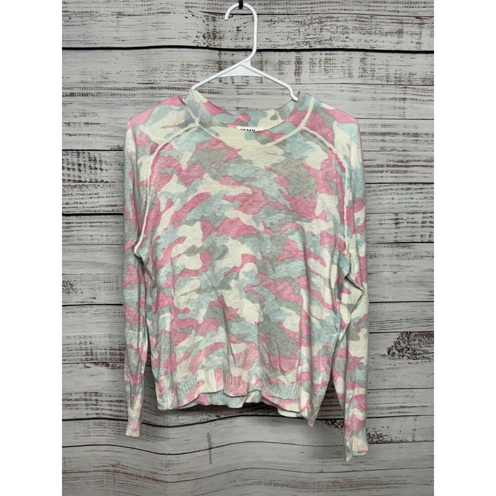 27 Miles Sweater Womens Small Pastel Camo Coastal Malibu Linen Cotton
